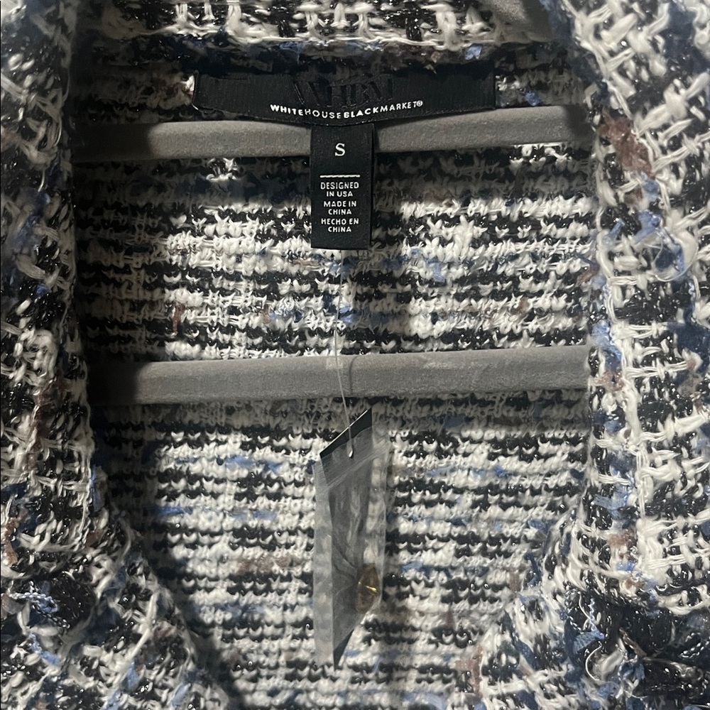 White House Black Market Tweed Blazer - Black, White, and Blue - Picture 3 of 6